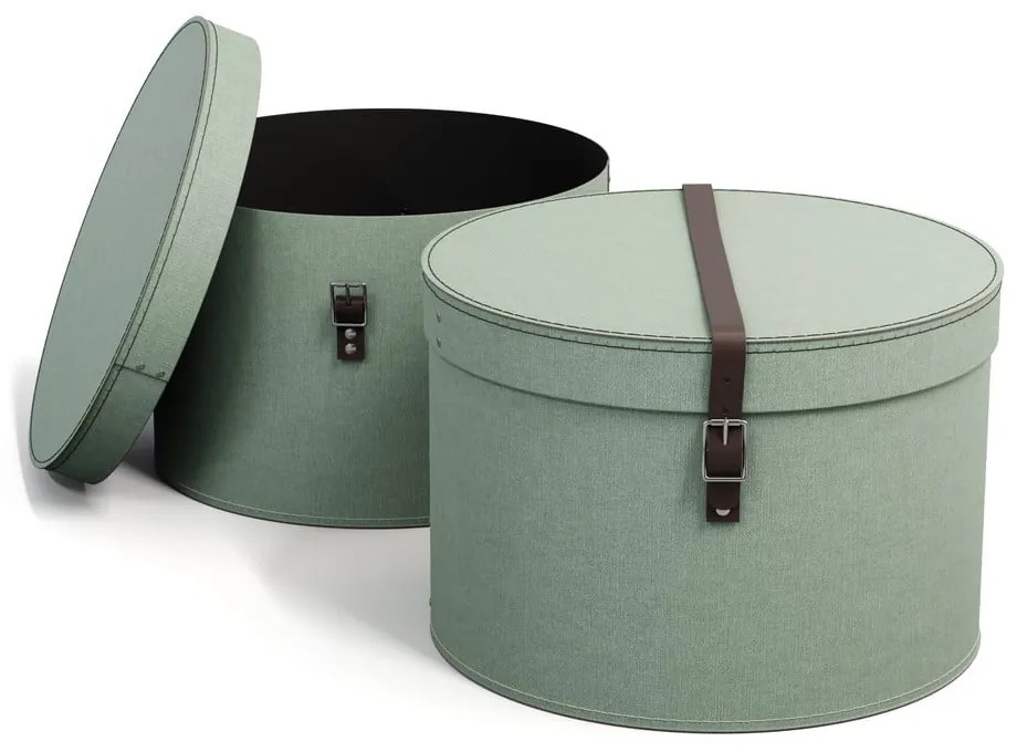 Zielononiebieskie kartonowe pojemniki zestaw 2 szt. z pokrywką ø 37,5x25,5 cm Rut Canvas Paper Laminate – Bigso