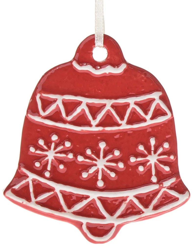 Ceramiczna zawieszka dekoracyjna Dzwonek, 9 x 8,7x 1 cm, czerwony piernik