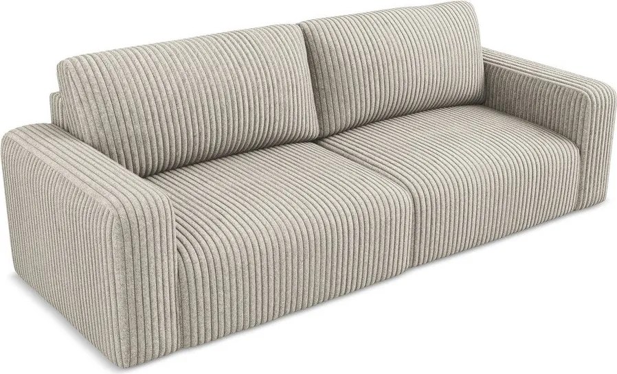 Beżowa sztruksowa rozkładana/ze schowkiem sofa 252 cm Kona – Makamii