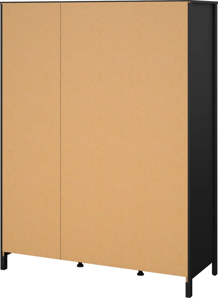 Trzydrzwiowa szafa z lustrem i szufladami Madrid, czarny mat