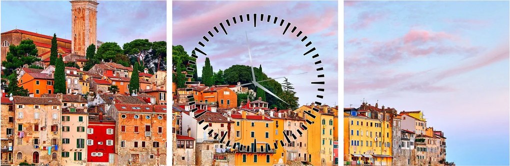 Obraz - Rovinj, Chorwacja (z zegarem) (90x30 cm)