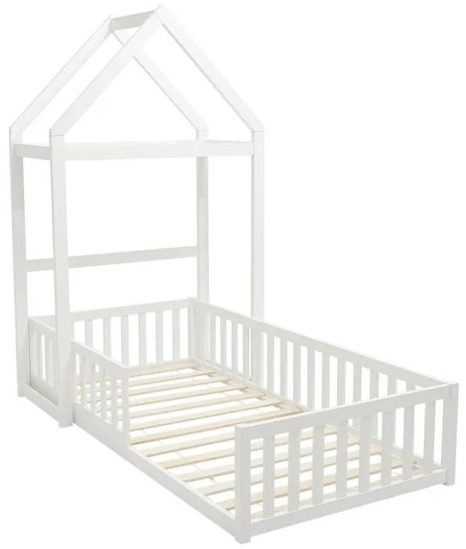 Łóżko domek 90 x 190 cm - Drewno sosnowe i MDF - Biały - VARLAINE