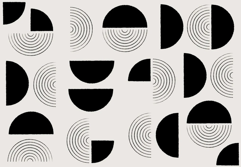 Fototapeta – Abstrakcyjne czarno-białe koła (196x136 cm)
