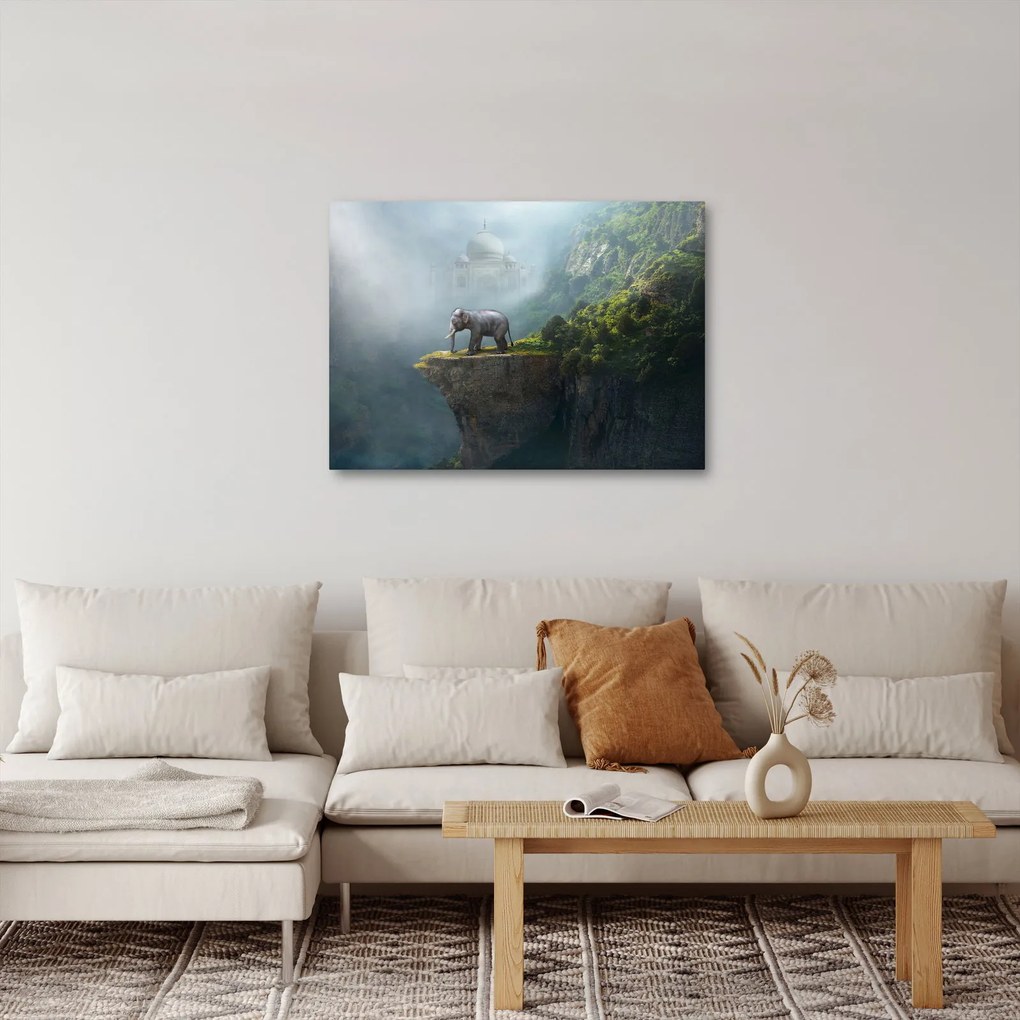 Obraz - Słonie na szczycie Tadż Mahal (70x50 cm)