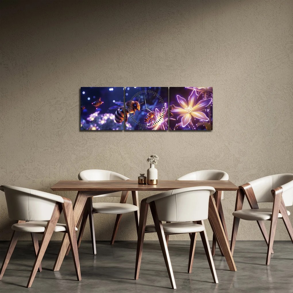 Obraz - Bee Meadow III. (z zegarem) (90x30 cm)