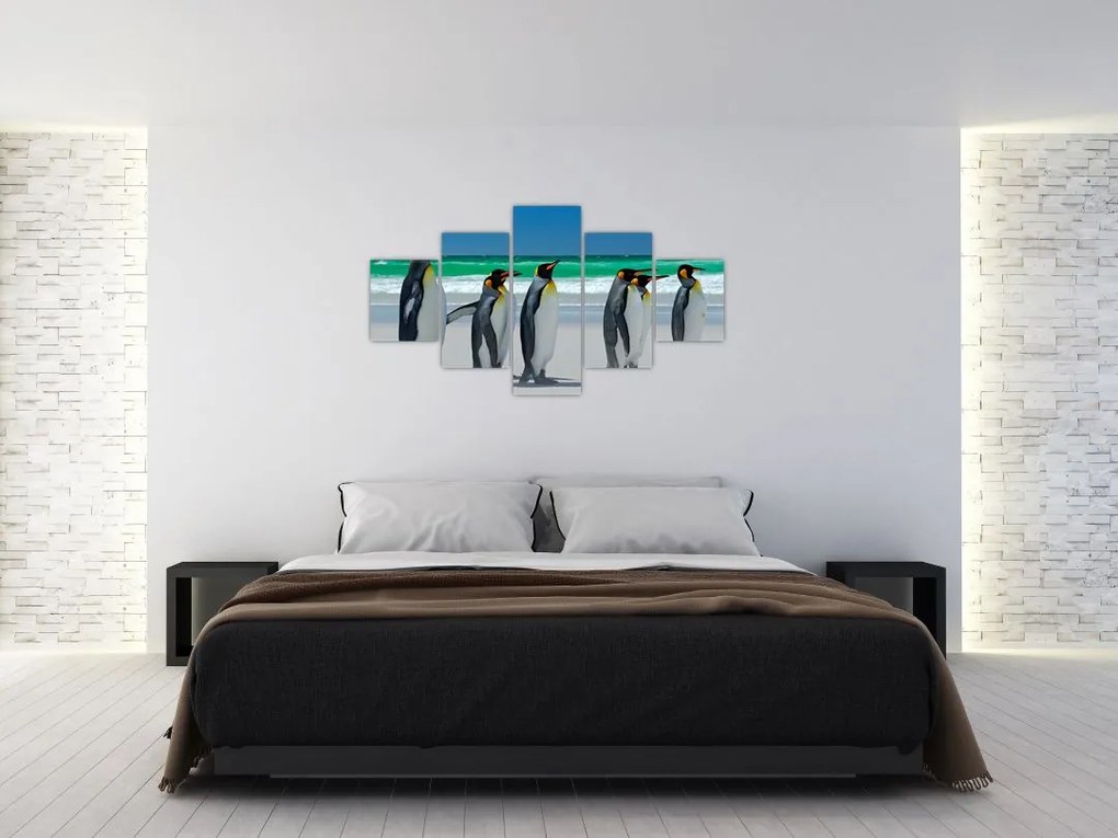 Obraz - Grupa Pingwinów królewskich (125x70 cm)
