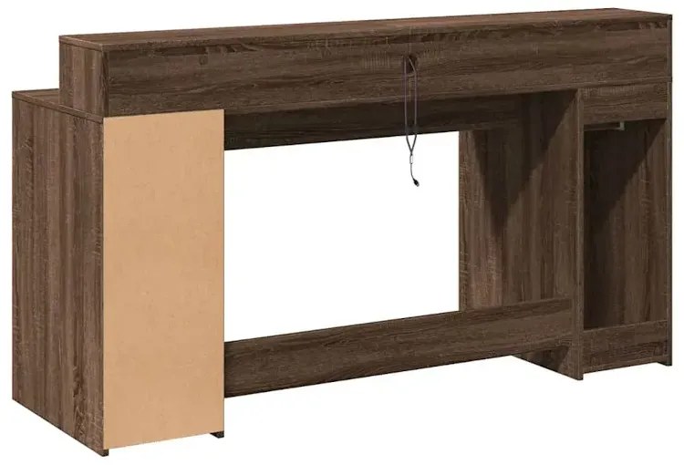 Biurko podświetlane 160 cm brązowy dąb H1-T58