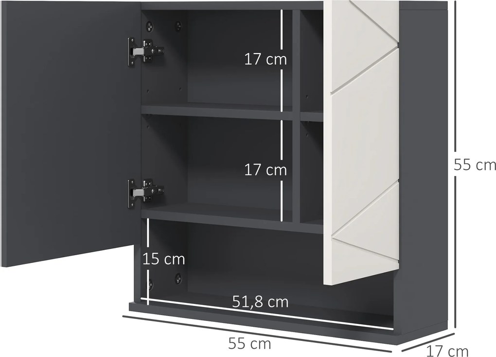 HOMCOM Szafka Łazienkowa, Drzwi Lustro, Regulowane Półki, do 15 kg, Biała