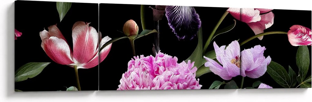 Obraz - Ilustracja kwiatów (170x50 cm)