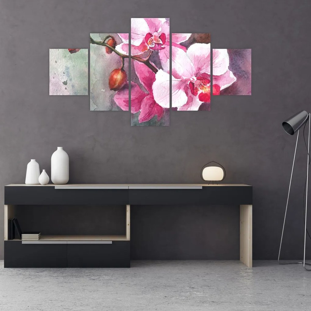 Obraz - Orchidee, akwarela (125x70 cm)
