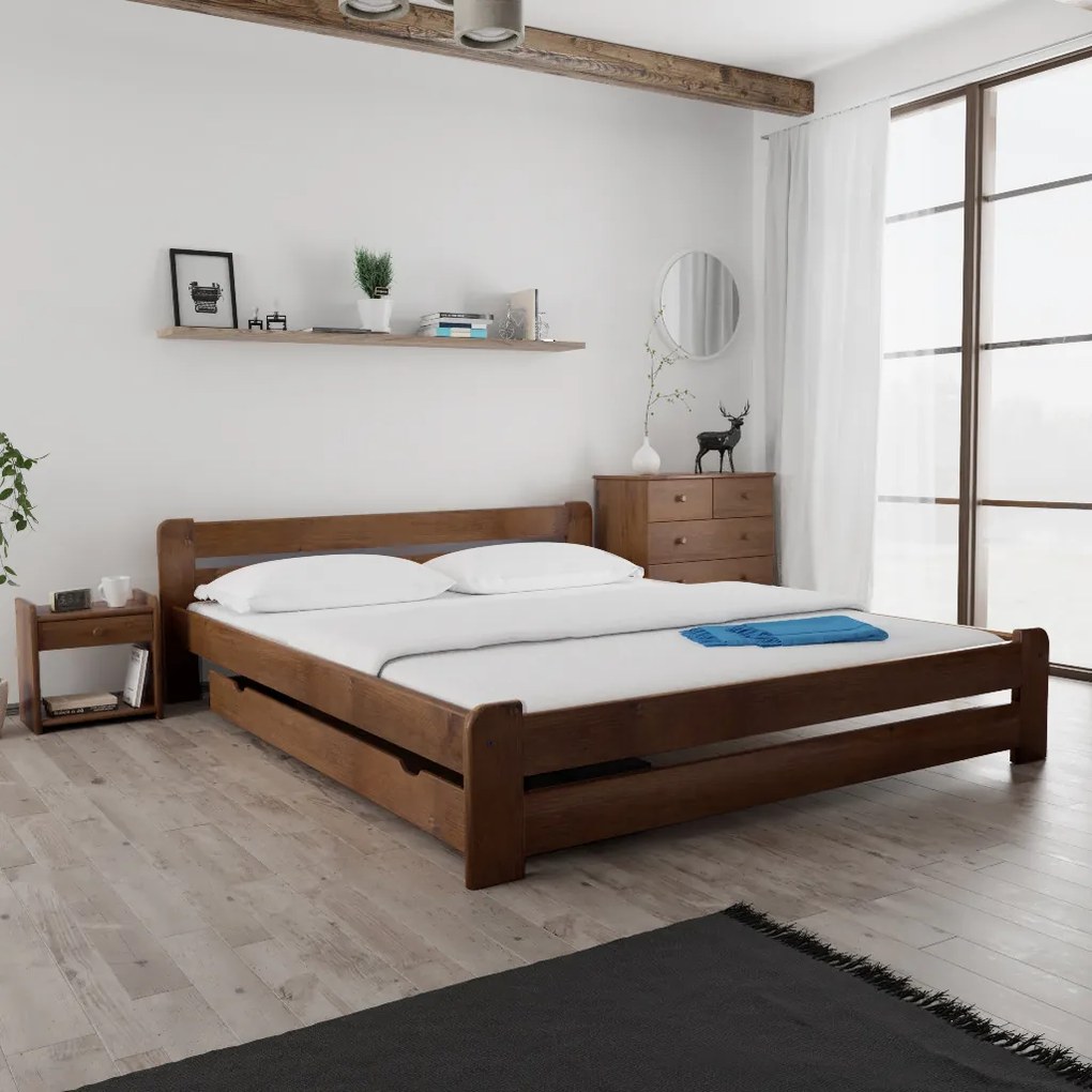 Łóżko Laura 180 x 200 cm, dąb Stelaż: Ze stelażem listwowym rolowanym, Materac: Materac Sommera 18 cm