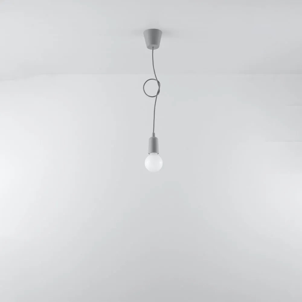 Szara lampa wisząca ø 5 cm Rene – Sollux