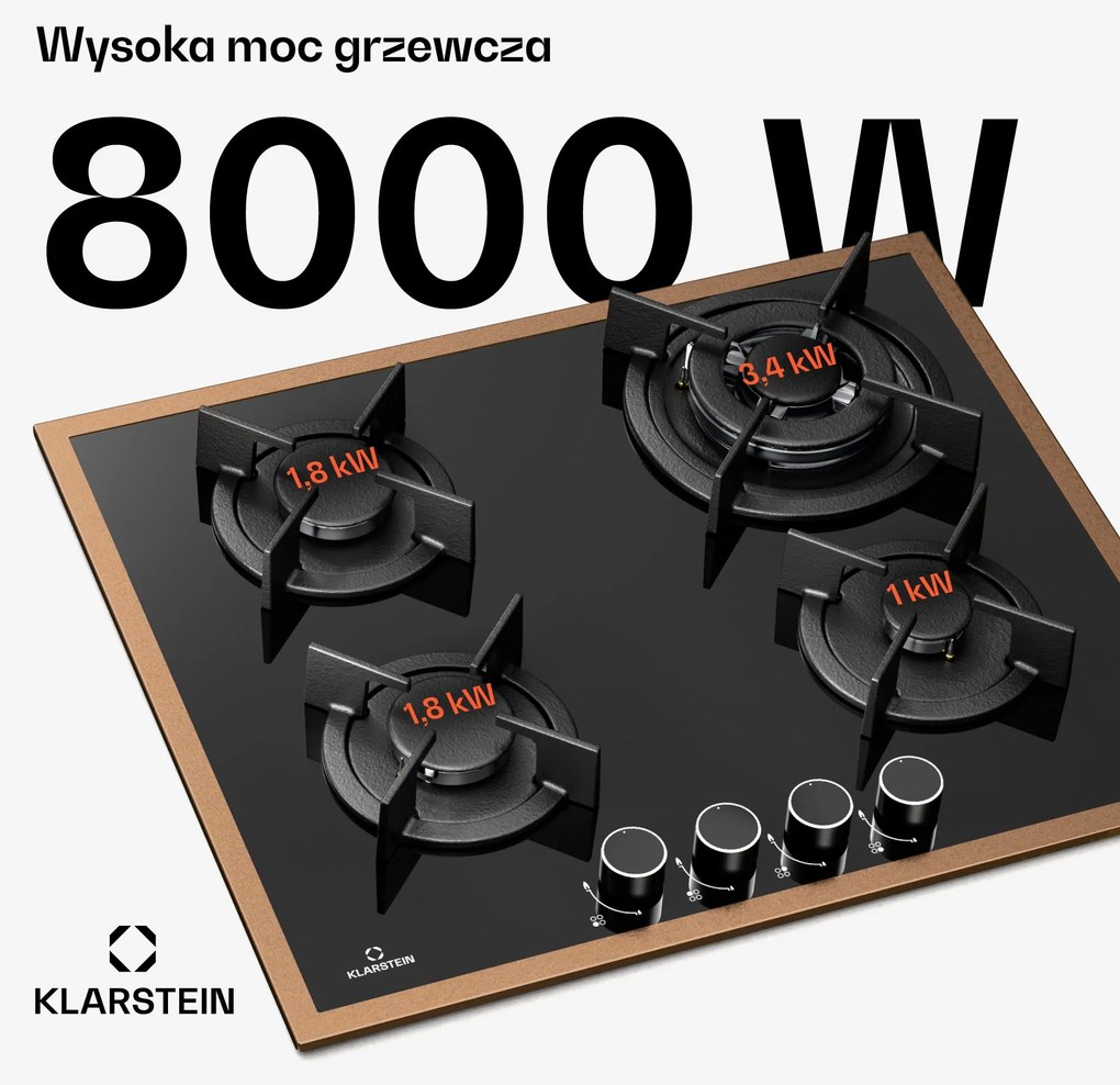Klarstein Lumiflame płyta gazowa, 4 palniki