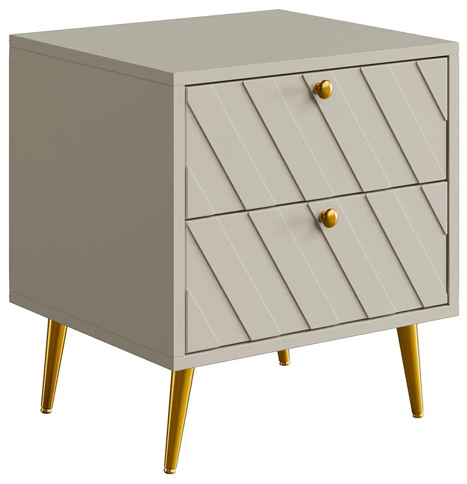 Zestaw 2 szafek nocnych - 2 szuflady - Beżowy - TEODA marki Pascal Morabito