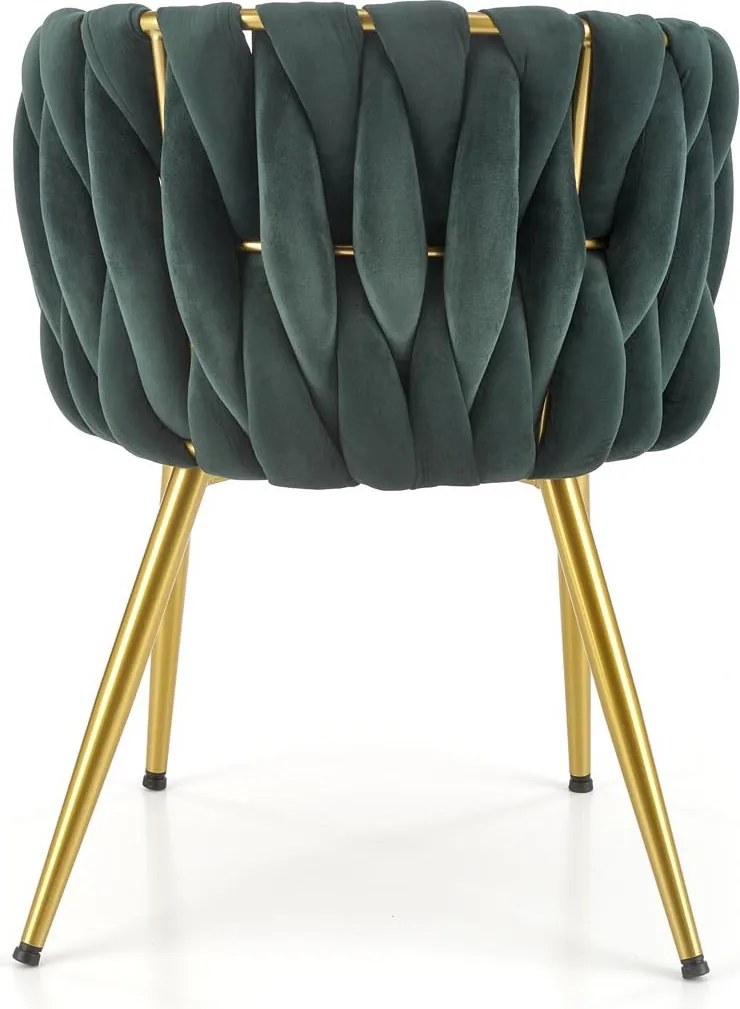 Krzesło z plecionym oparciem K517 na złotych nogach