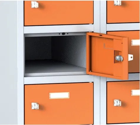 Szafka skrytkowa S6, 30 schowków, 1800 x 900 x 500 mm, zamek obrotowy, drzwi szare