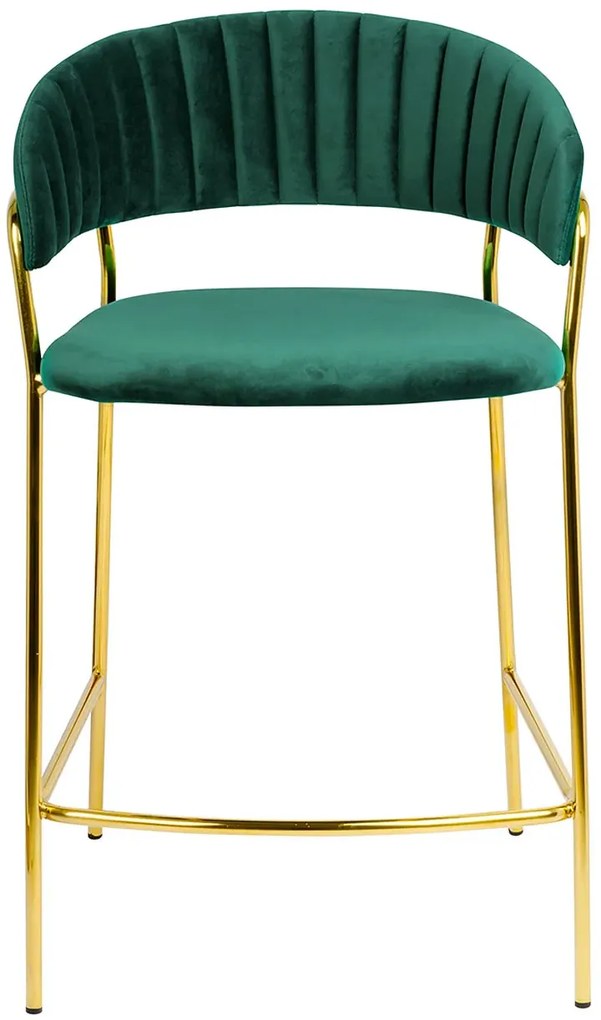 Zielony tapicerowany hoker welurowy glamour z oparciem B8-W18