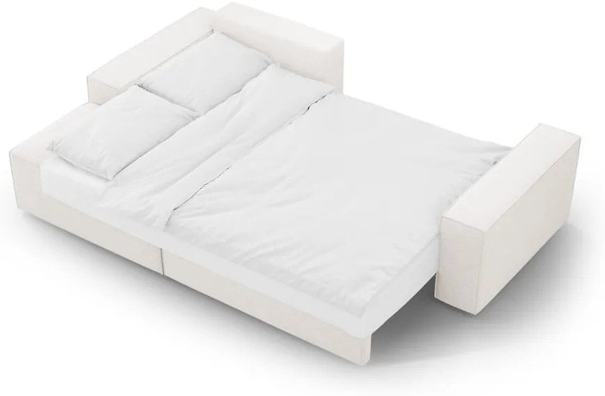 Biały rozkładany narożnik z materiału bouclé (lewostronny) Jodie – Micadoni Home