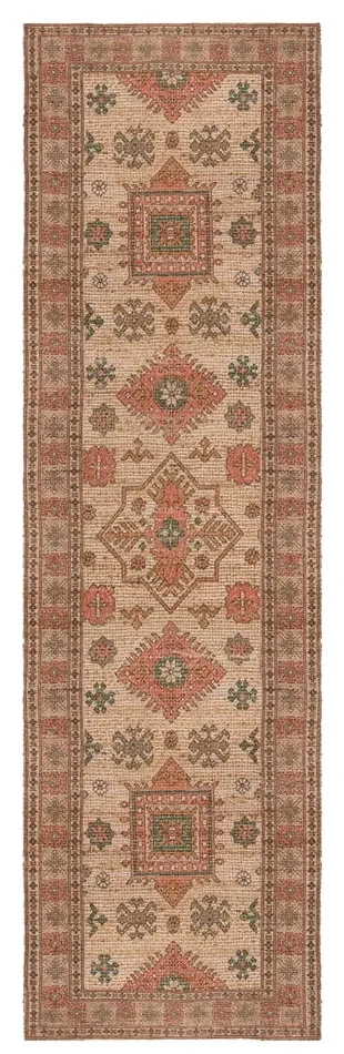 Różowo-pomarańczowy dywan z mieszanki juty tkany ręcznie 60x230 cm Lana Jute – Flair Rugs
