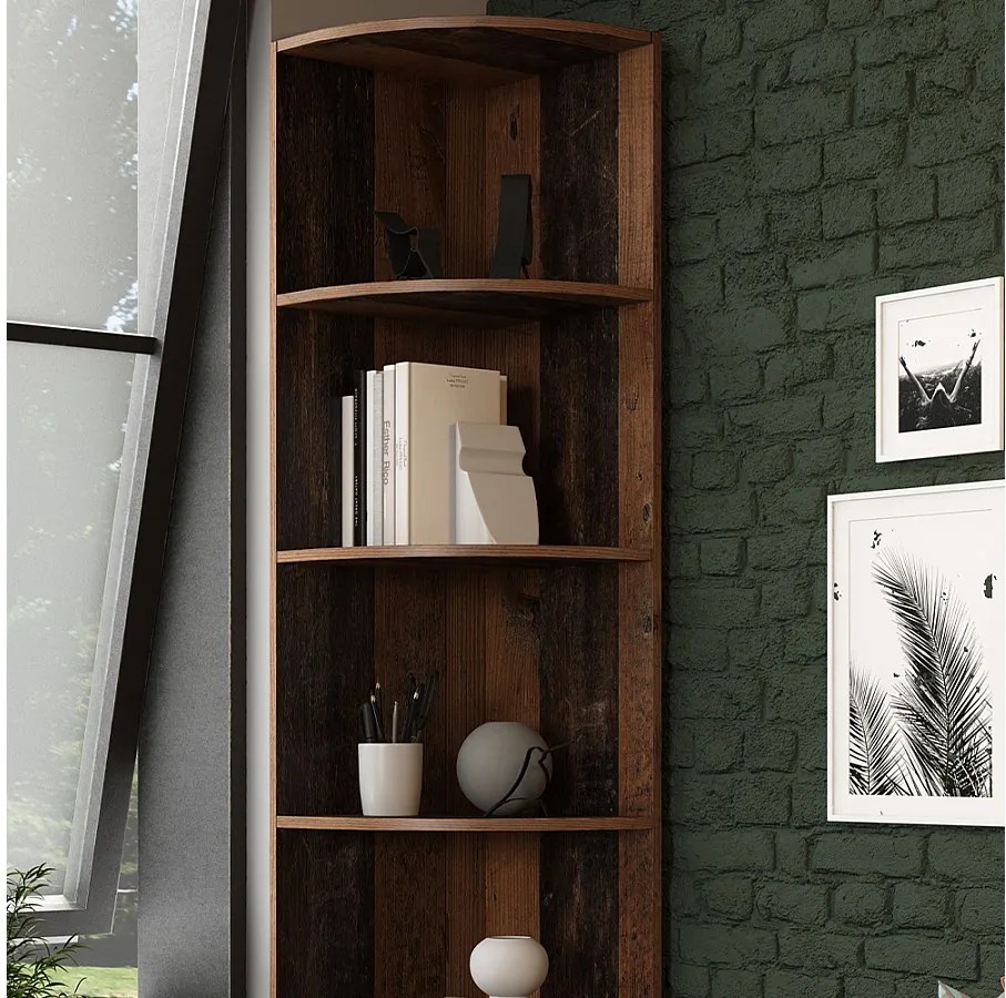 Półka narożna drewno antyczne 40x40x180 ecki