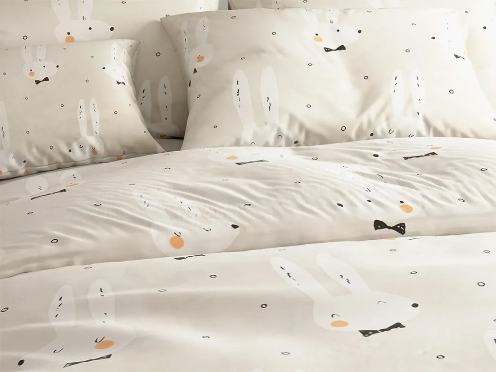 PrzytulneMieszkanie.pl PrzytulneMieszkanie.pl Pościel z mikrowłókna WHITE RABBIT, beżowa Rozmiar pościeli: 2 szt 70 x 90 cm | 200 x 220 cm