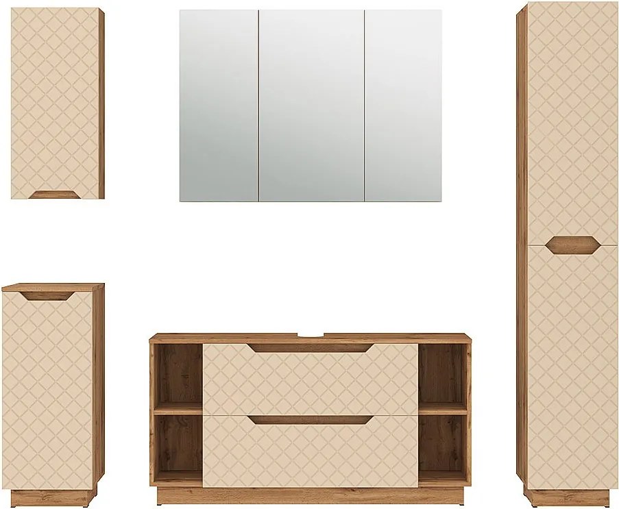 Zestaw mebli łazienkowych dąb/kaszmir ze strukturą płytek 119.2x35x62.5 lotta