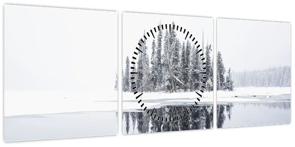 Obraz - Było biało (z zegarem) (90x30 cm)