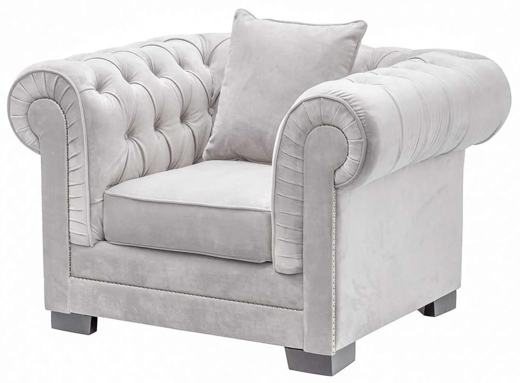 Fotel Chesterfield Classic Velvet Light Grey 118x96x77cm