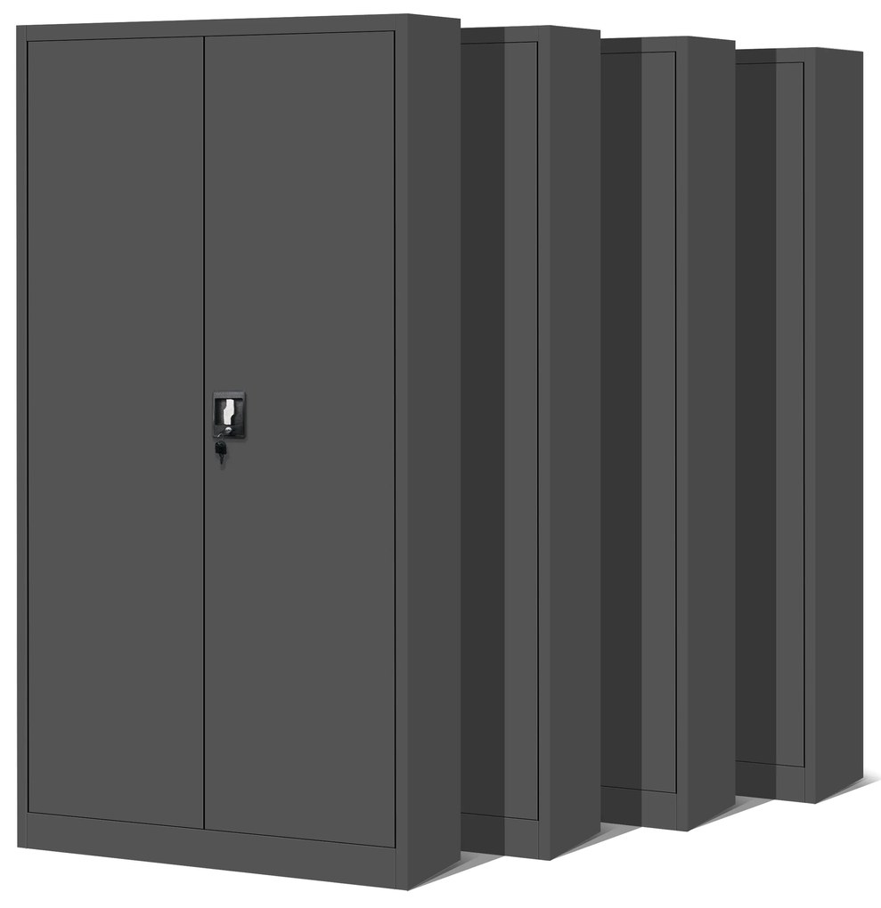 Zestaw 4x biurowa szafa metalowa na akta JAN, 900 x 1850 x 400 mm, antracytowa