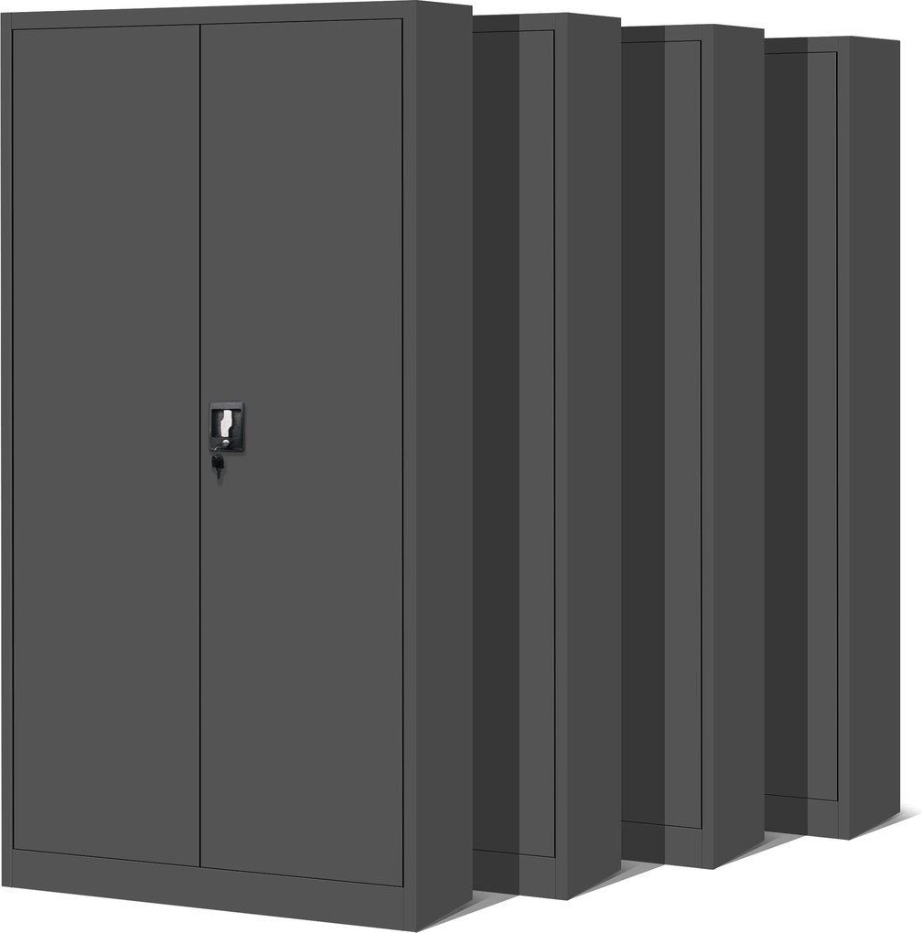 Zestaw 4x szafa biurowa metalowa na akta antracytowa, 900x1850x400 mm: JAN