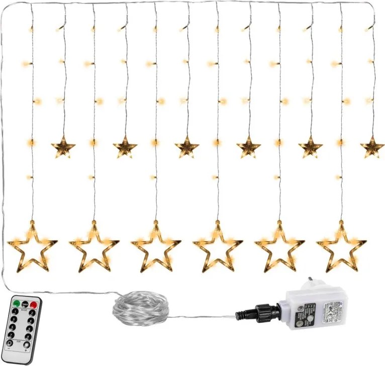Dekoracja świąteczna - świecące gwiazdki,150LED, ciepła biel