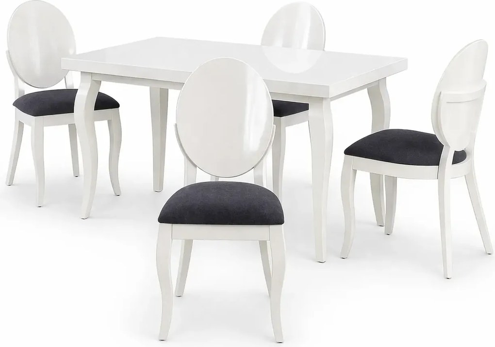 Biały rozkładany stół z 4 krzesłami P5-Z83