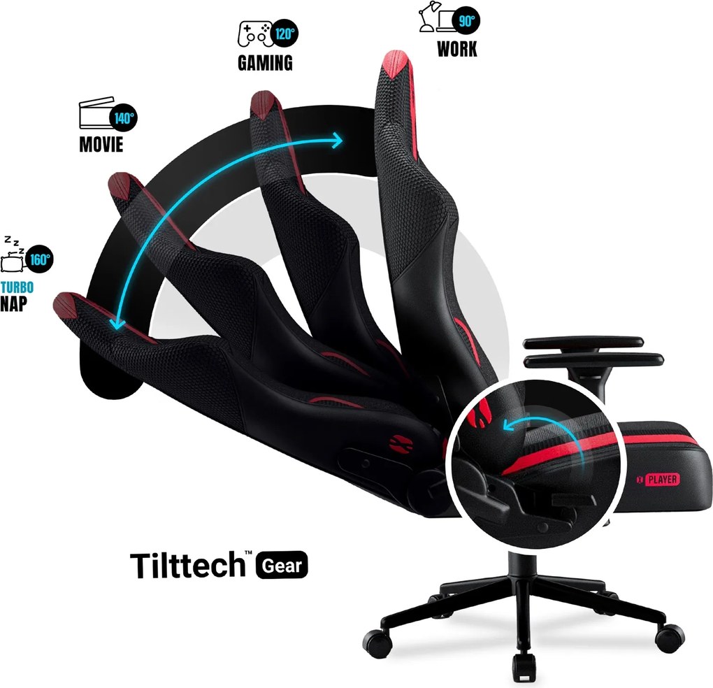 Fotel do grania dla młodzieży Diablo X-Player 2.0 Small Size, karmazynowo-antracytowy