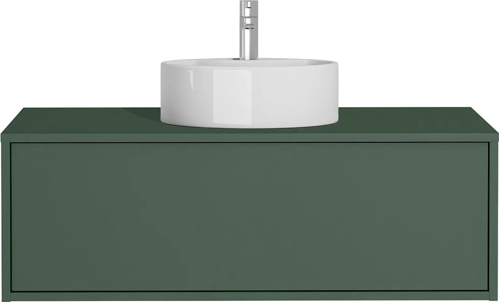 Szafka łazienkowa wisząca z okrągłą umywalką zielony mat - 94 cm - TEANA II