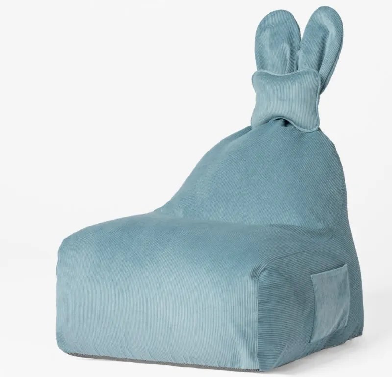 Niebieskie uszate siedzisko ze sztruksu FUNNY BUNNY