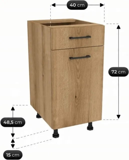 Zestaw Mebli Kuchennych MODERN 170 cm Kaszmir/Dąb Ryflowany Nowoczesny