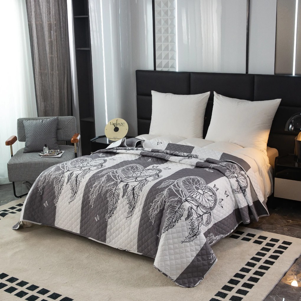 Narzuta na łóżko TIRSO szaro-biała Rozmiar: 220 x 240 cm