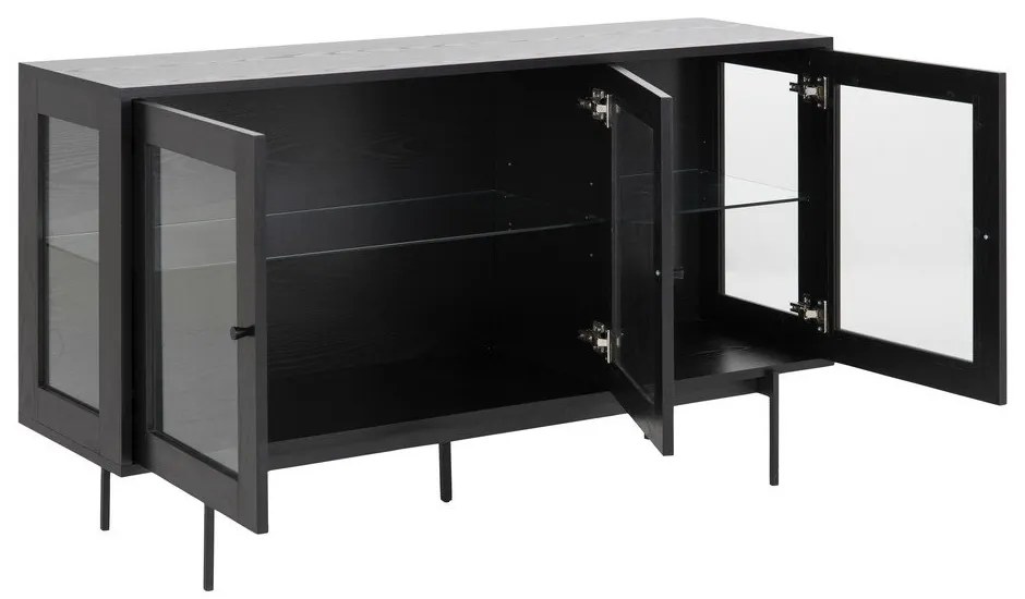 Czarna witryna w dekorze jesionu 140x82 cm Angus – Actona