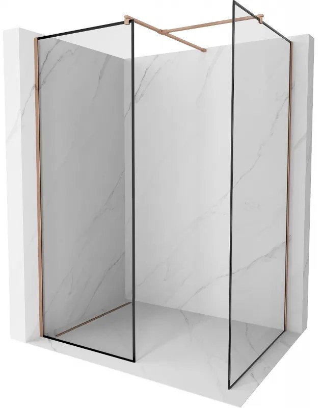 Mexen Kioto ścianka prysznicowa Walk-in 100 x 80 cm, czarny wzór, różowe złoto - 800-100-202-60-70-080