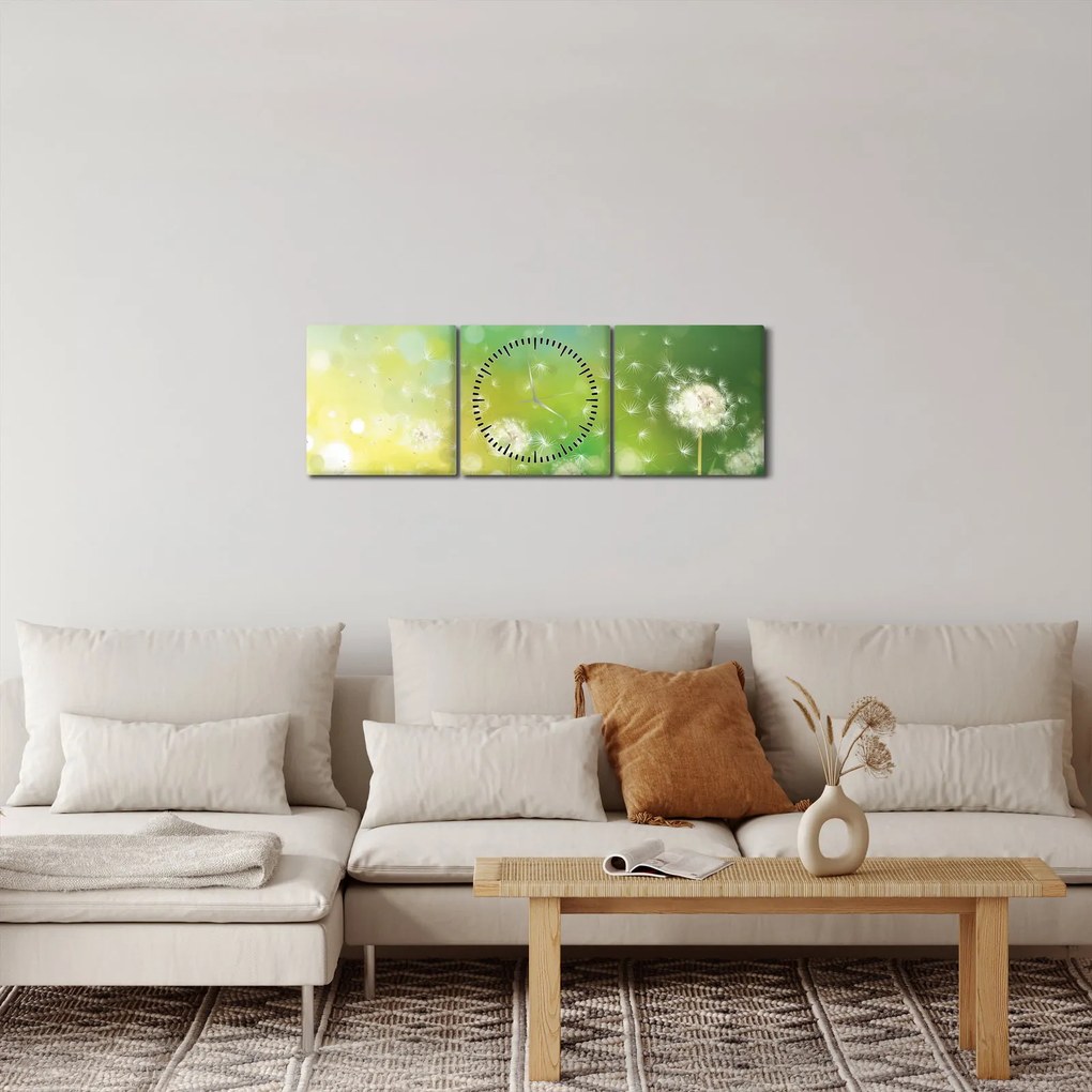 Obraz - Kwitnące mlecze (z zegarem) (90x30 cm)