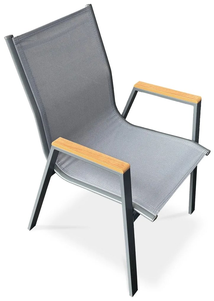Krzesło ogrodowe Autronic, metalowe, tekstylne, szare, AZC-S1050 GREY