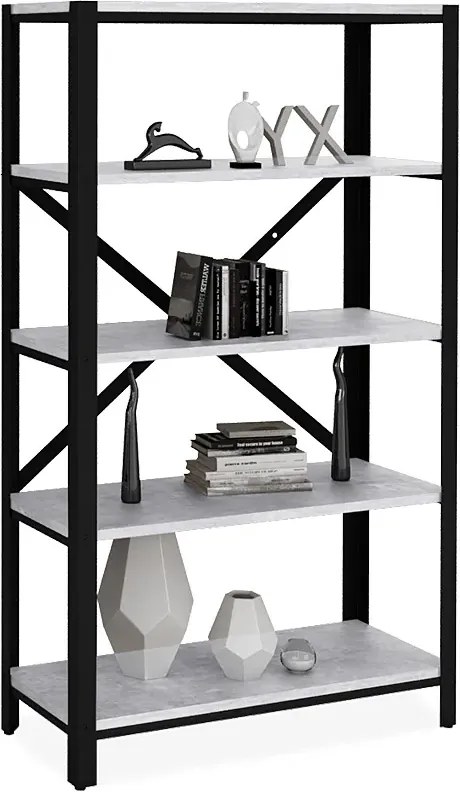 Regał 5 półek w stylu loft czarny + beton N4-R64