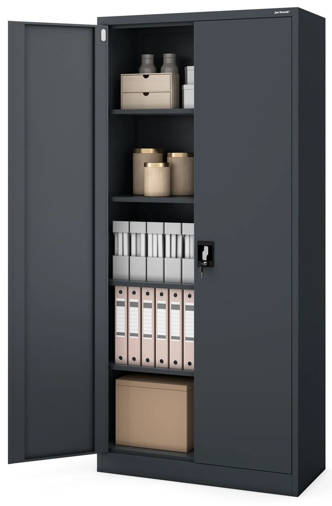 Szafa na dokumenty biurowa metalowa antracytowa: JAN H, 900 x 1950 x 400 mm