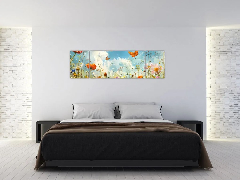Obraz - Motyle na letniej łące (170x50 cm)