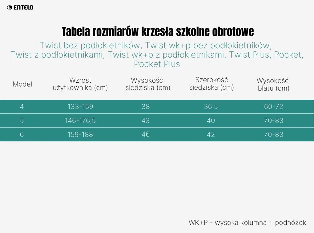 Obrotowe krzesło szkolne Twist z podłokietnikami rozmiar 5-6, podstawa szara