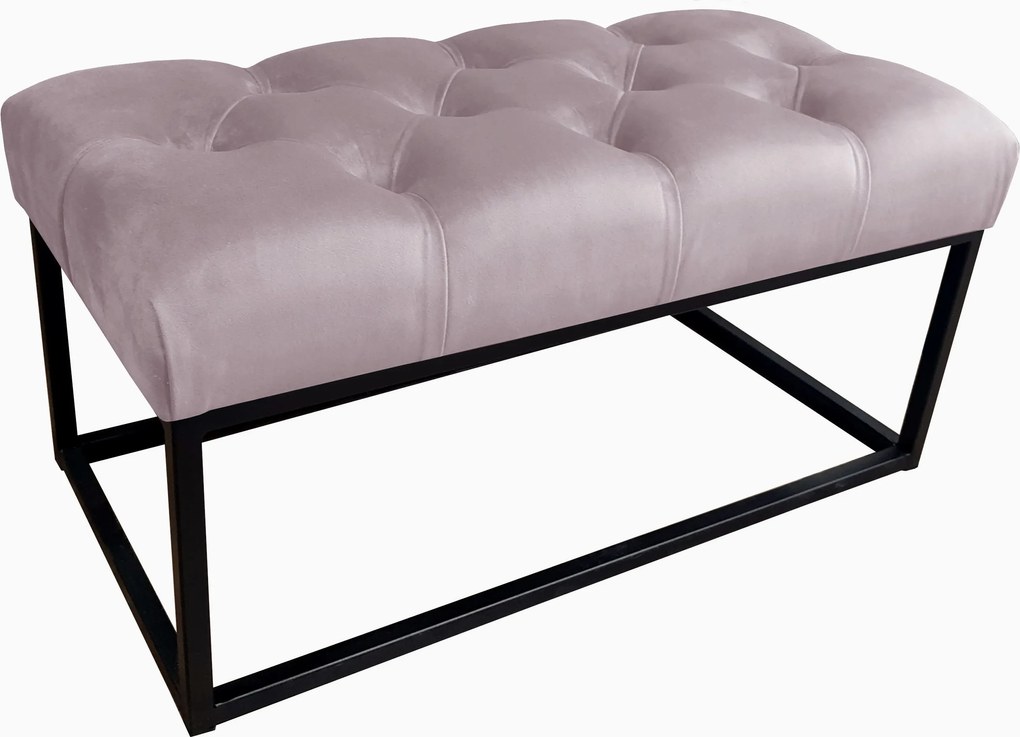 Ławka CHESTERFIELD tkanina Welur loft ławka metal : Kolor Stelaża - Czarny , Kolor tkaniny - VELVET - MG55, Typ tkaniny - Velvet