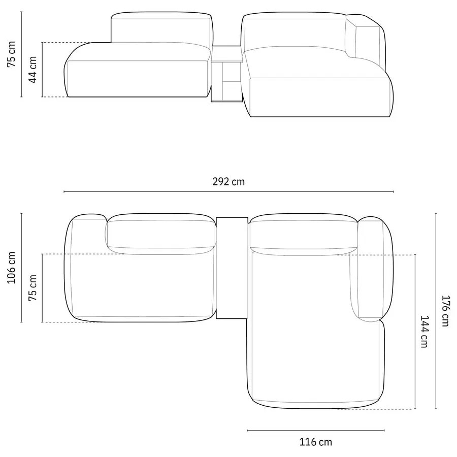 Ciemnoniebieski narożnik modułowy (prawostronny) Martina – Micadoni Home