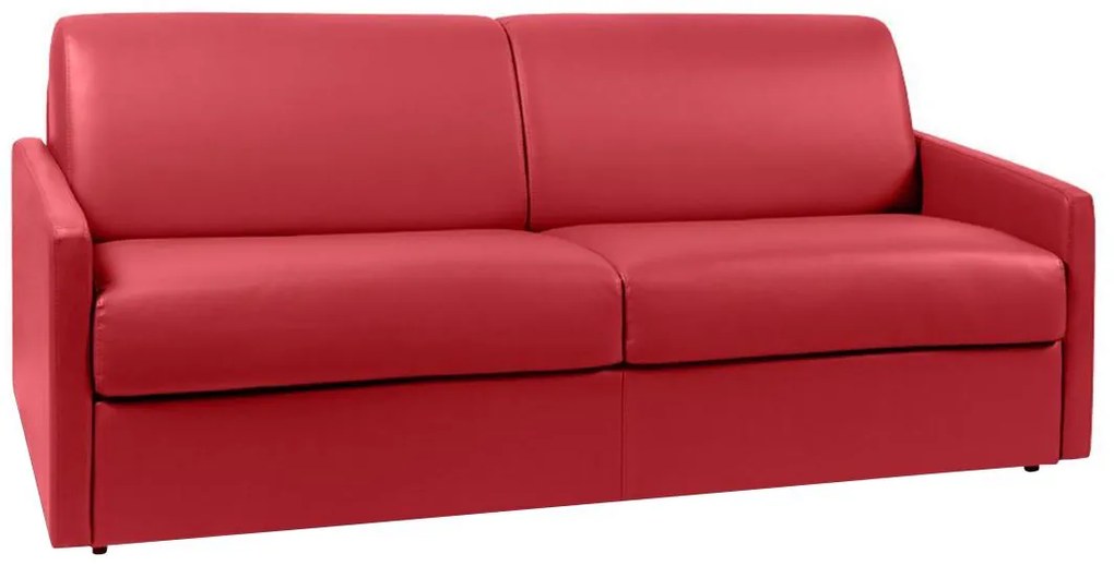 Kanapa 4-osobowa z ekspresowym mechanizmem rozkładania z ekoskóry CALIFE - Kolor: czerwony - Wymiary miejsca do spania: 160 cm - Materac 14 cm