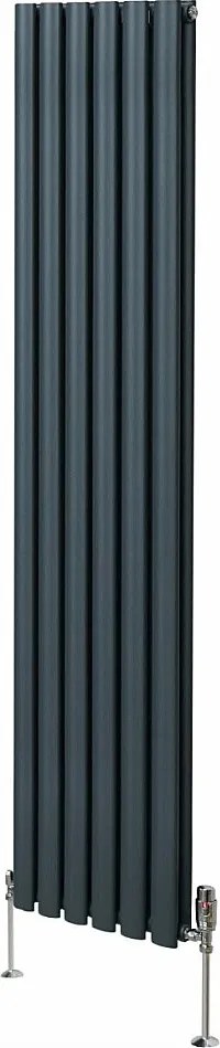 Grzejnik kolumnowy owalny z zaworami – 1800 mm x 360 mm – antracytowo-szary