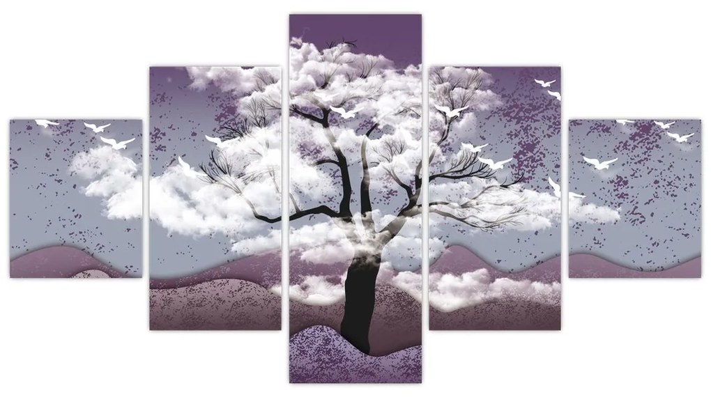 Obraz - Drzewo w chmurach (125x70 cm)